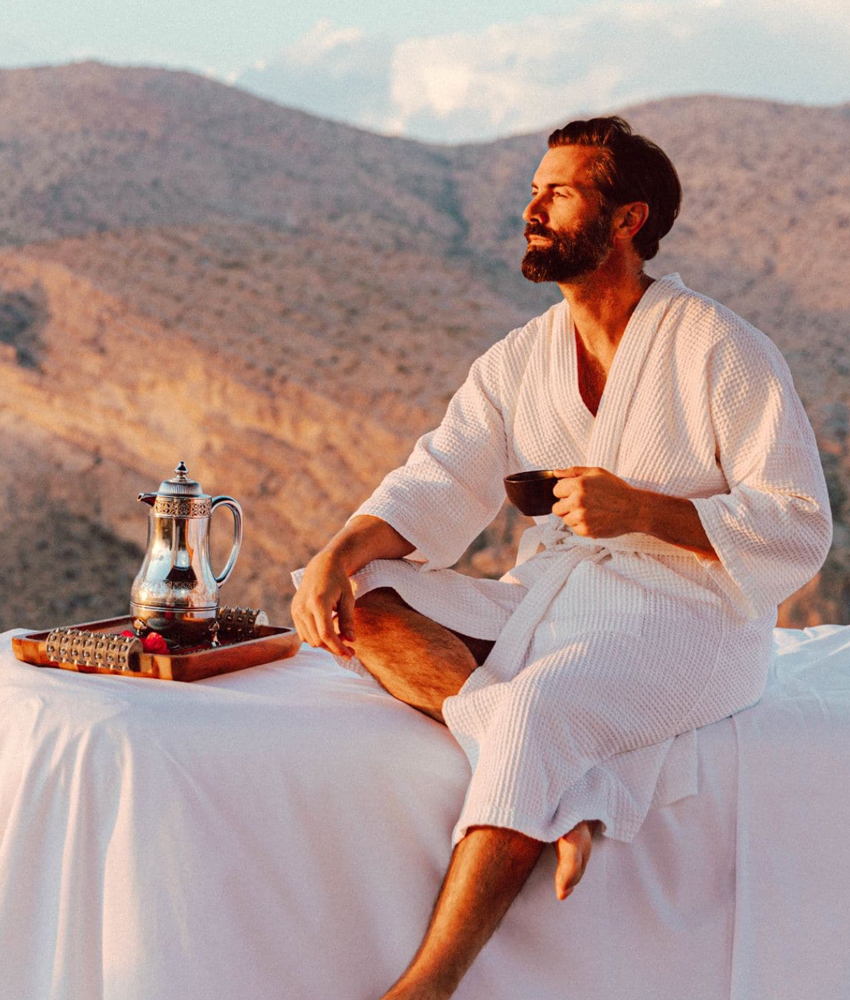 Alila Jabal Akhdar spa with tea