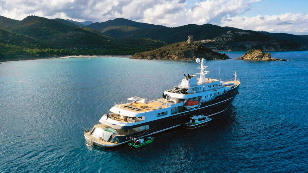 Aqua Expeditions Aqua Lares superyacht docked 