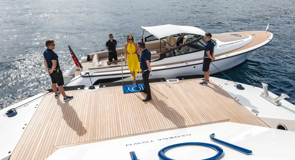 boarding a super yacht